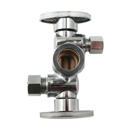 Keeney Mfg Keeney 3/8 in. Compression in. X 1/4 in. Compression Brass Dual Shut-Off Valve K2904DHLF